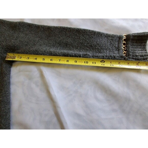 Zara women's sweater, V neck, Gray, Small, with Brass trim, neck & Cuffs - Picture 13 of 13